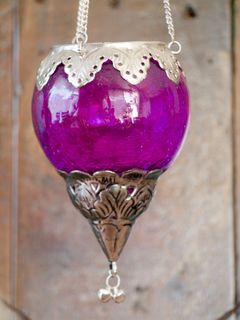 Boho Tea Candle Lantern: crimson