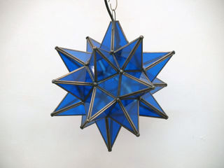 Mexican Blue Glass Star Lantern: Small