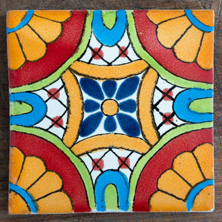 Mayolico Tile Dark Blue Flower