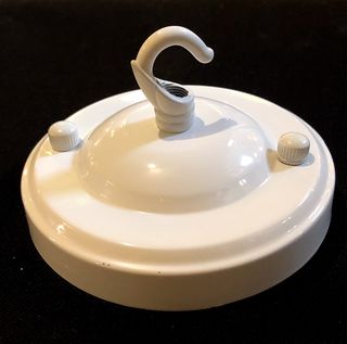 Large Ceiling Rose with Hook: White
