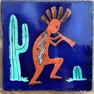 Kokopelli Tile Blue