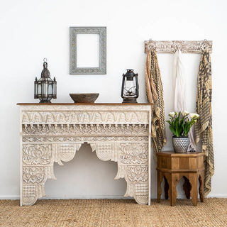 Boho Carved Console White 