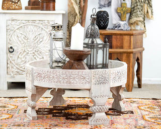 Whitewashed Chakki Table 