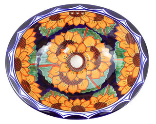 Medium Talavera Hand Basin Sunflower