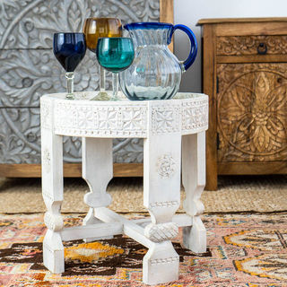 Tall Whitewashed Chakki Table 