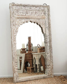 Boho Mirror Rustic Whitewashed