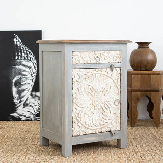 Goa Bedside Table Grey/White
