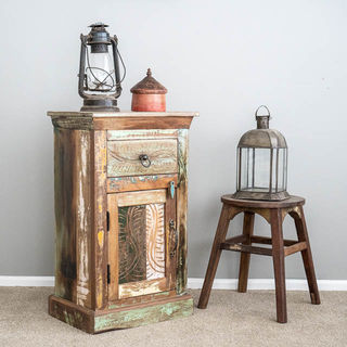 Carved Rustic Side Table
