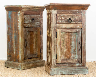 Carved Rustic Side Table