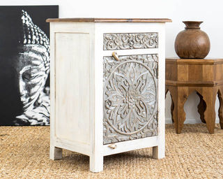 Goa Bedside Table White/Grey