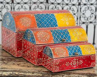 Set of 3 Treasure Boxes Red
