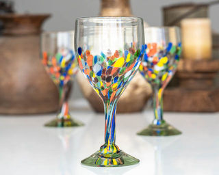 Half Smooth Confetti Wine Glass