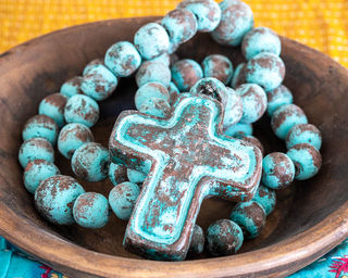 Large Mexican Rosary Beads Green