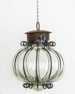 Mexican Handblown Flores Lantern 
