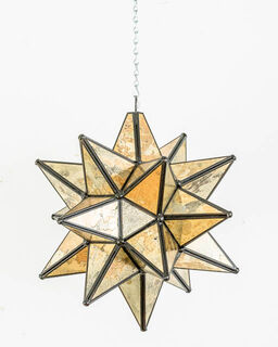 Mexican Gold Glass Star Lantern: Large