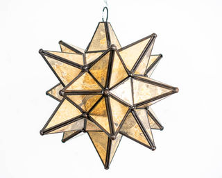 Mexican Gold Glass Star Lantern; Medium