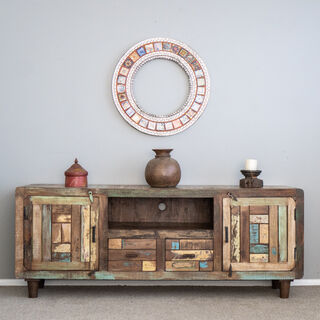 Large Retro Rustic TV Cabinet A