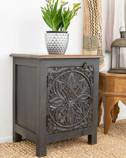 Mandala Side Table Charcoal