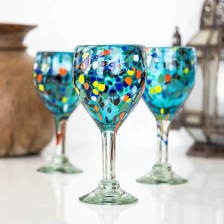 Turquoise Confetti Wine Glass