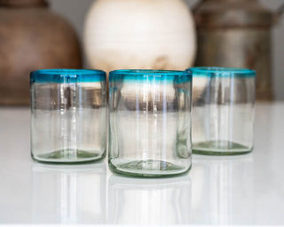 Turquoise Top Tumbler Glass