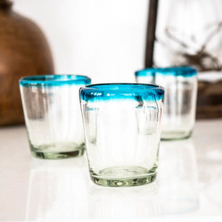 Turquoise Top Tumbler Glass