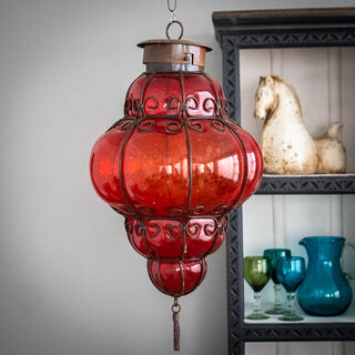 Handblown Reina Lantern Large Red