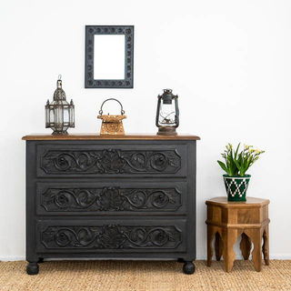 Hand Carved Boho Drawers Charcoal