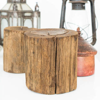 Rustic Log Candle Holder