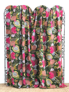 Tropical Kantha Quilt Forest Green