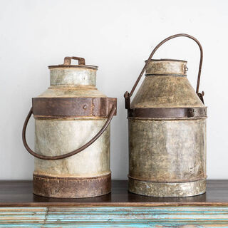 Vintage Indian Milk Cans Medium