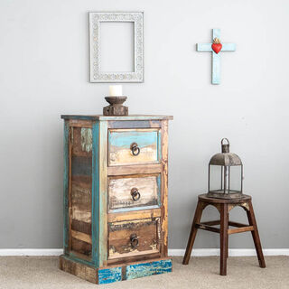 Tall Rustic Indian 3 Drawers A