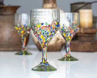 Half Confetti Wine Glass