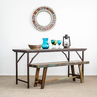 Antique Folding Table Blue