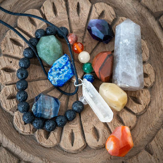Chakra Set with Lava Stone Bracelet