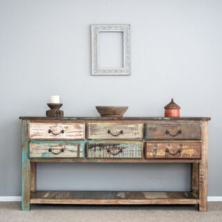 Rustic 6 Drawer Console A