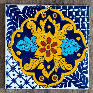 Azul Flores Talavera Tile