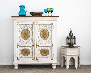 Maia Brass Sideboard White