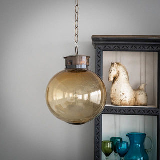 Mexican Handblown Bubble Lantern Amber