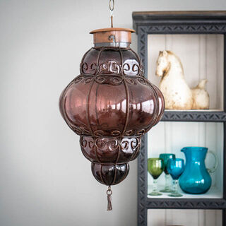 Handblown Reina Lantern Large Marron