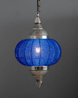 Beaded Boho Lantern Blue