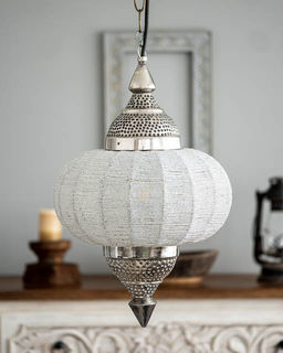 Beaded Boho Lantern White