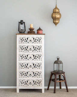 Indian Flower Drawers White 
