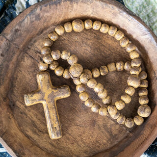 Medium Mexican Rosary Beads Red Brown