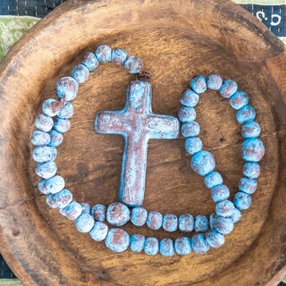 Medium Mexican Rosary Beads Red Blue