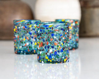 Turquoise Confetti Glass