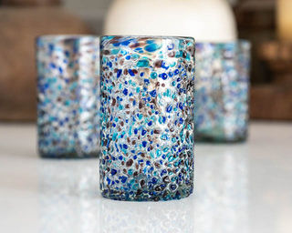 Blue Confetti Tall Glass