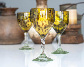 Yellow Confetti Wine Glass