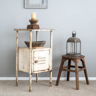 Industrial Bedside Table White