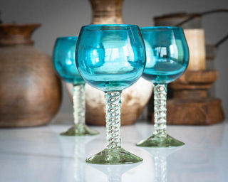 Twisted Turquoise Wine Glass