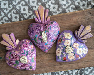 Milagro Wooden Sacred Heart Lavender